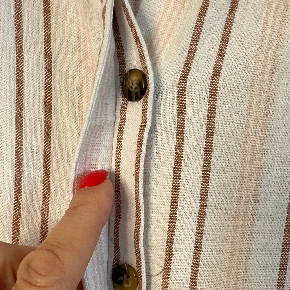 Rafaella Cream and Brown‎ Striped Jumpsuit